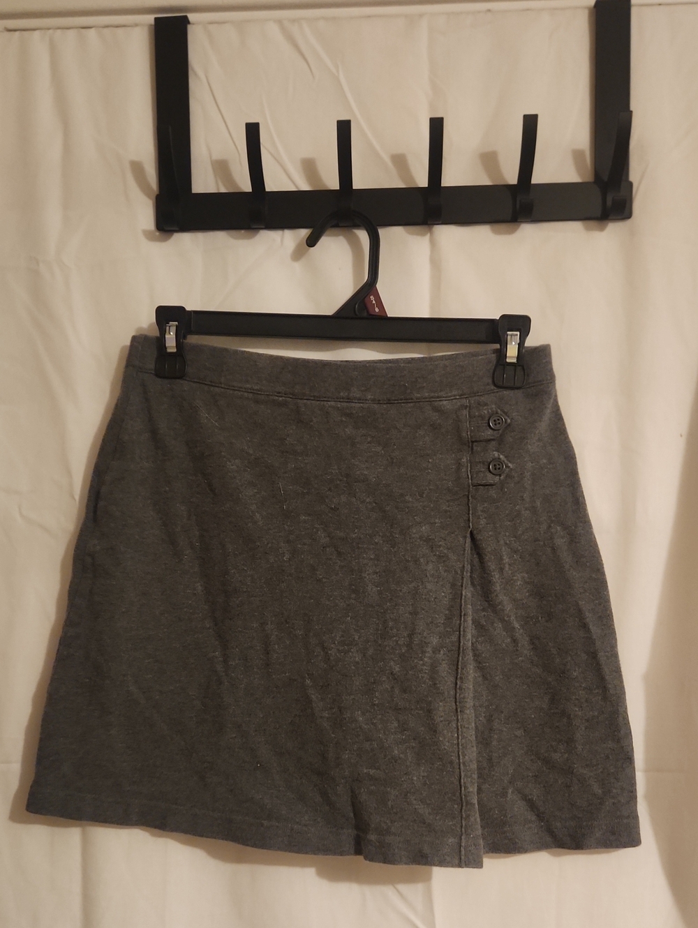 Lands' End Dark Gray Mini Skirt with Side Button Detail